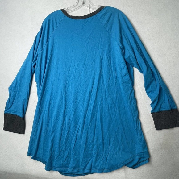 Cacique Sleepwear Pajama Top 1X Women's Plus Size 18/20‎ Blue Animal Print PJ - Picture 10 of 11